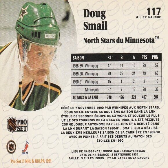 Doug Smail - 1991 Pro Set Hockey Card - Picture 2 of 2
